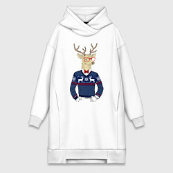 Женское худи-платье Hipster Deer, цвет: белый