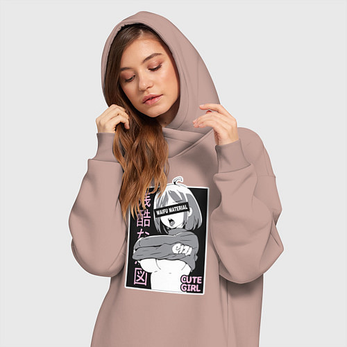 Женская толстовка-платье Cute girl / Пыльно-розовый – фото 3