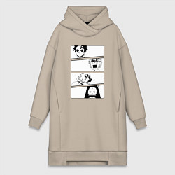 Женское худи-платье Клинок рассекающий демонов, цвет: миндальный