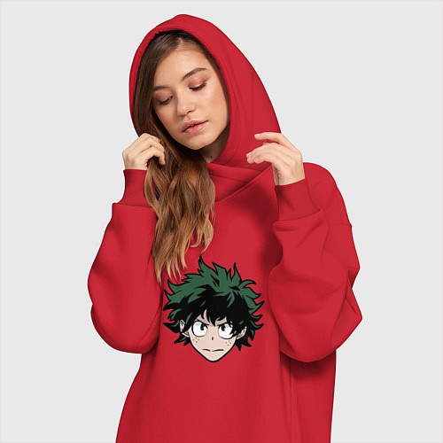 Женская толстовка-платье Izuku Midoriya / Красный – фото 3