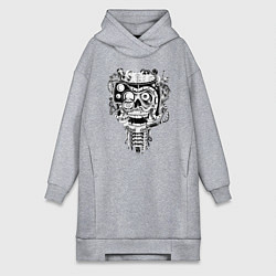 Женская толстовка-платье Стимпанк череп