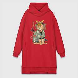 Женская толстовка-платье Кот Самурай