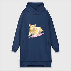 Женская толстовка-платье Бегущий хомячек рисунок