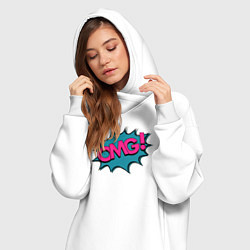 Женское худи-платье OMG! Комикс, цвет: белый — фото 2