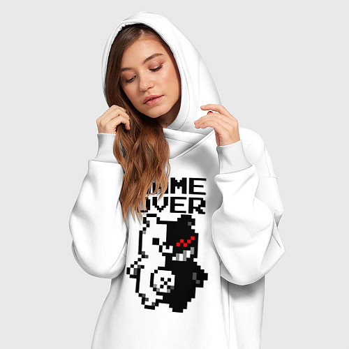 Женская толстовка-платье MONOKUMA GAME OVER / Белый – фото 3