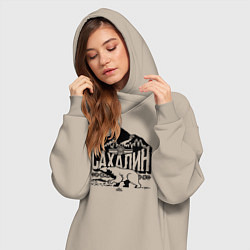Женское худи-платье Остров Сахалин, цвет: миндальный — фото 2