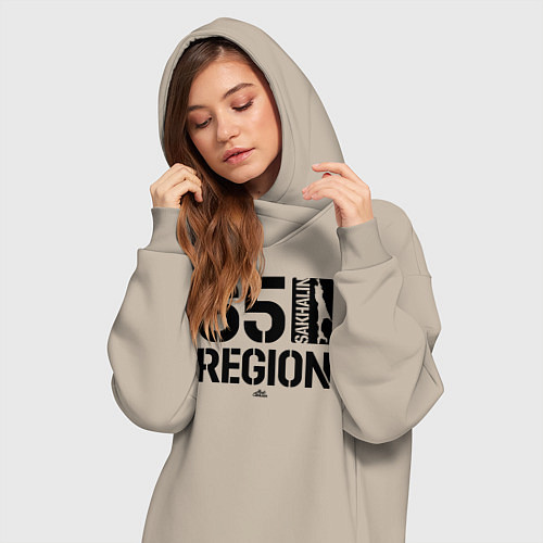 Женская толстовка-платье Регион 65 Сахалин / Миндальный – фото 3