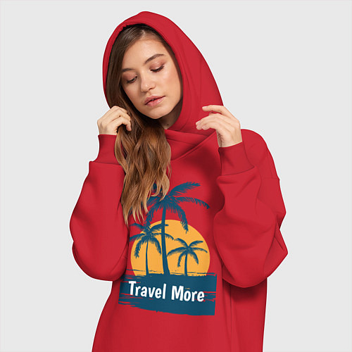 Женская толстовка-платье Travel more / Красный – фото 3