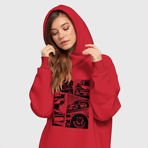 Женская толстовка-платье PORSCHE ПОРШЕ КОЛЛАЖ / Красный – фото 3