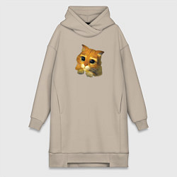 Женское худи-платье Шрек: Кот в сапогах, цвет: миндальный