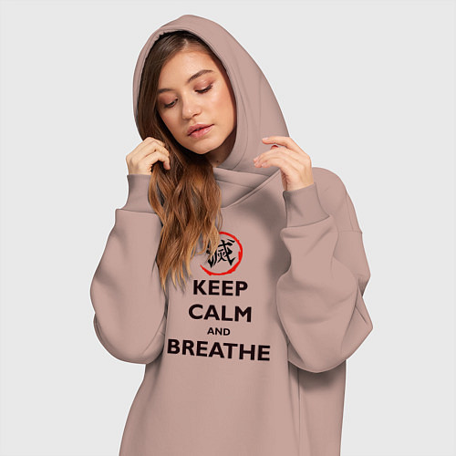 Женская толстовка-платье KEEP CALM and BREATHE / Пыльно-розовый – фото 3