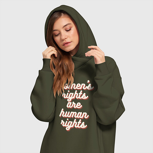 Женская толстовка-платье Womens rights are human right / Хаки – фото 3