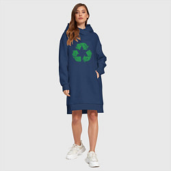 Женское худи-платье Значок переработки экология, цвет: тёмно-синий — фото 2