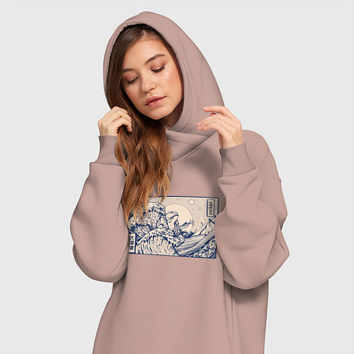 Женская толстовка-платье Японская лягушка Укиё-э / Пыльно-розовый – фото 3