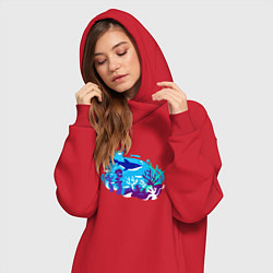 Женское худи-платье Акула и подводный мир, цвет: красный — фото 2
