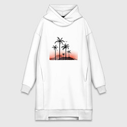Женское худи-платье Palm tree, цвет: белый