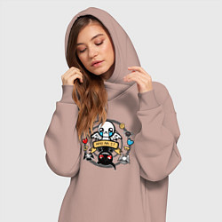 Женское худи-платье THE BINDING OF ISAAC WHO AM I, цвет: пыльно-розовый — фото 2