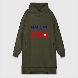 Женское худи-платье Made in usa, цвет: хаки