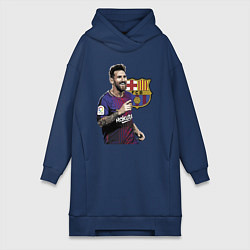 Женское худи-платье Lionel Messi Barcelona Argentina, цвет: тёмно-синий