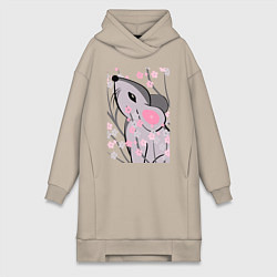 Женская толстовка-платье Мышка и сакура