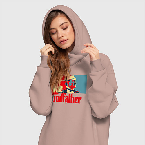 Женская толстовка-платье Godfather logo / Пыльно-розовый – фото 3