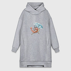 Женское худи-платье Креветка на отдыхе, цвет: меланж