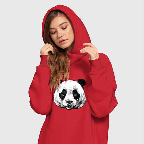 Женская толстовка-платье Голова панды / Красный – фото 3