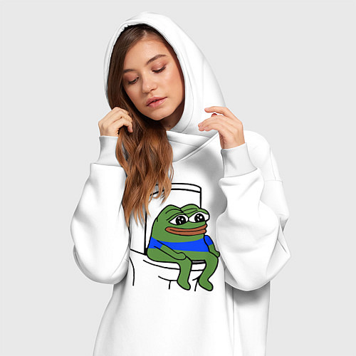 Женская толстовка-платье Лягушонок пепе / Белый – фото 3