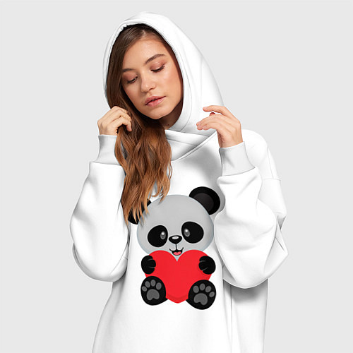 Женская толстовка-платье Love Панда / Белый – фото 3