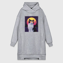 Женская толстовка-платье Synthwave cat