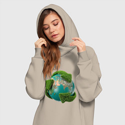 Женское худи-платье Чистая планета, цвет: миндальный — фото 2