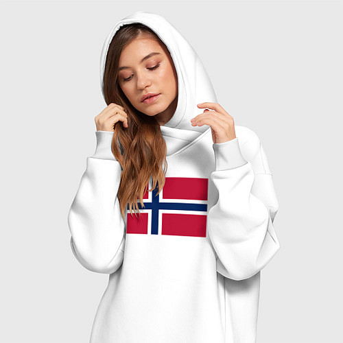 Женская толстовка-платье Норвегия Флаг Норвегии / Белый – фото 3