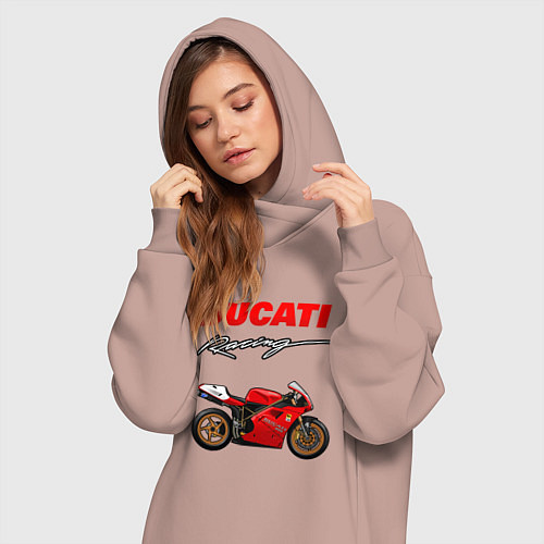 Женская толстовка-платье DUCATI ДУКАТИ MOTOSPORT / Пыльно-розовый – фото 3