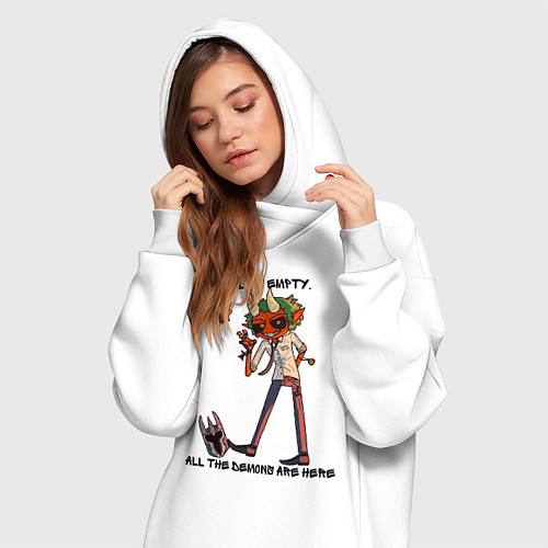Женская толстовка-платье Little demon inside / Белый – фото 3