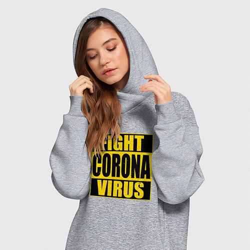 Женская толстовка-платье Fight Corona Virus / Меланж – фото 3