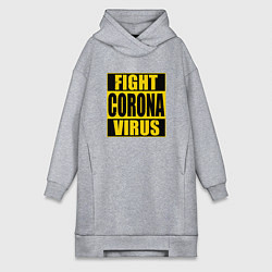 Женское худи-платье Fight Corona Virus, цвет: меланж