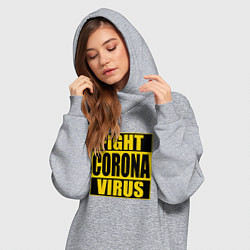 Женское худи-платье Fight Corona Virus, цвет: меланж — фото 2