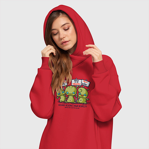 Женская толстовка-платье Proud To Be Vegan / Красный – фото 3