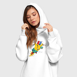 Женское худи-платье Летающая рука, цвет: белый — фото 2