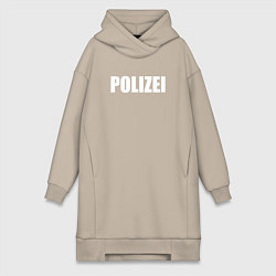 Женская толстовка-платье POLIZEI Полиция Надпись Белая