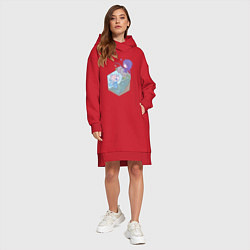 Женское худи-платье Удачная рыбалка, цвет: красный — фото 2