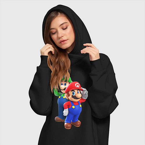 Женская толстовка-платье Mario Bros / Черный – фото 3