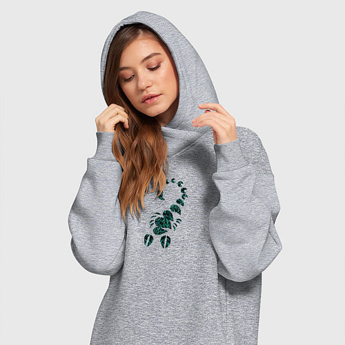 Женская толстовка-платье Скорпион в раскраске листья / Меланж – фото 3