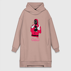 Женское худи-платье Игра в кальмара - милый котик, цвет: пыльно-розовый