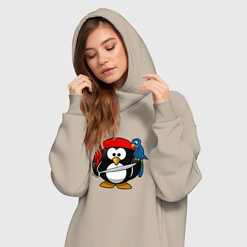 Женская толстовка-платье Пингвин пират / Миндальный – фото 3