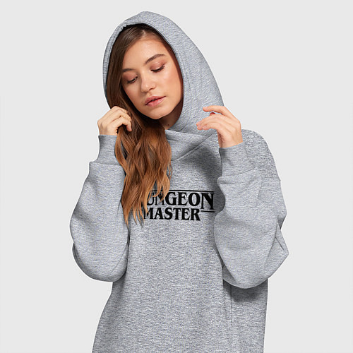 Женская толстовка-платье DUNGEON MASTER ГАЧИМУЧИ ЧЁРНЫЙ ЛОГО / Меланж – фото 3