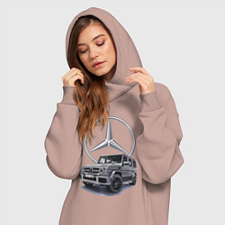 Женское худи-платье Mercedes Gelendwagen G63 AMG G-class G400d, цвет: пыльно-розовый — фото 2