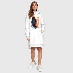 Женское худи-платье Космонавт в скафандре, цвет: белый — фото 2