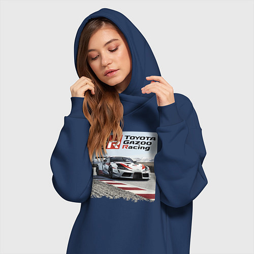 Женская толстовка-платье Toyota Gazoo Racing - легендарная спортивная коман / Тёмно-синий – фото 3
