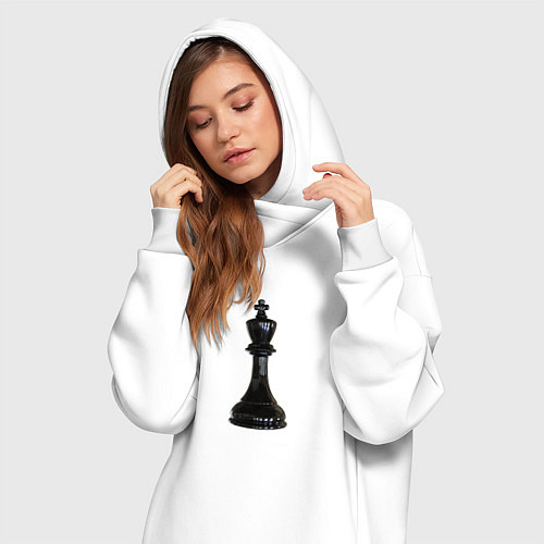 Женская толстовка-платье Шахматная фигура Чёрный король / Белый – фото 3
